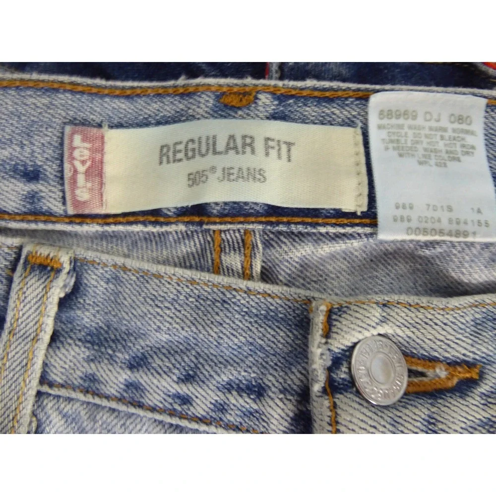 Levis 505 Regular Fit Straight Leg Jeans Mens 36 Blue Light Wash Denim